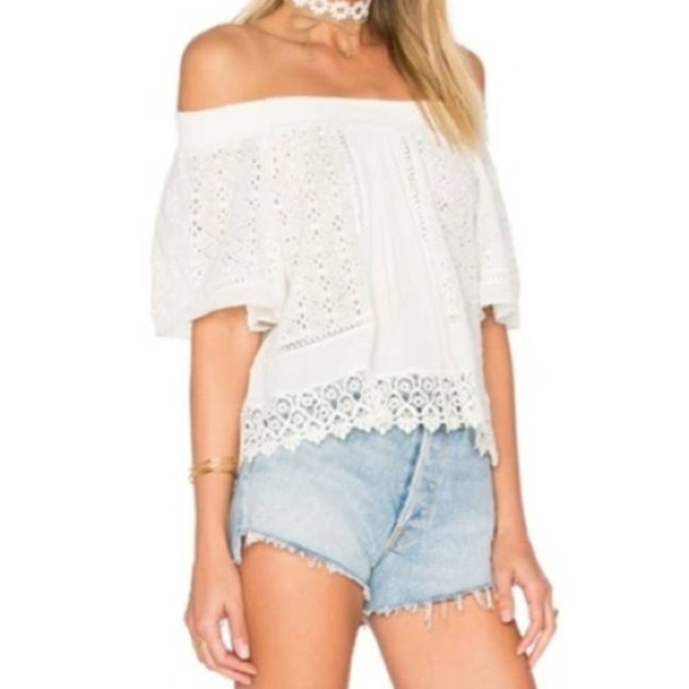 Lovers + Friends Off the Shoulder Eyelet Lace Top